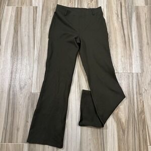 Quince Olive Green Ponte Pants Size SP 27X26 Boot Cut Minimalist Career Stretch